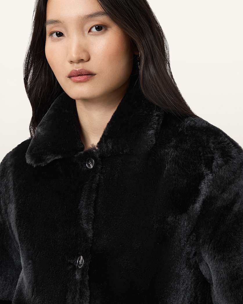 AllSaints Serra Reversible Shearling Coat Women's Conker Brown Women's