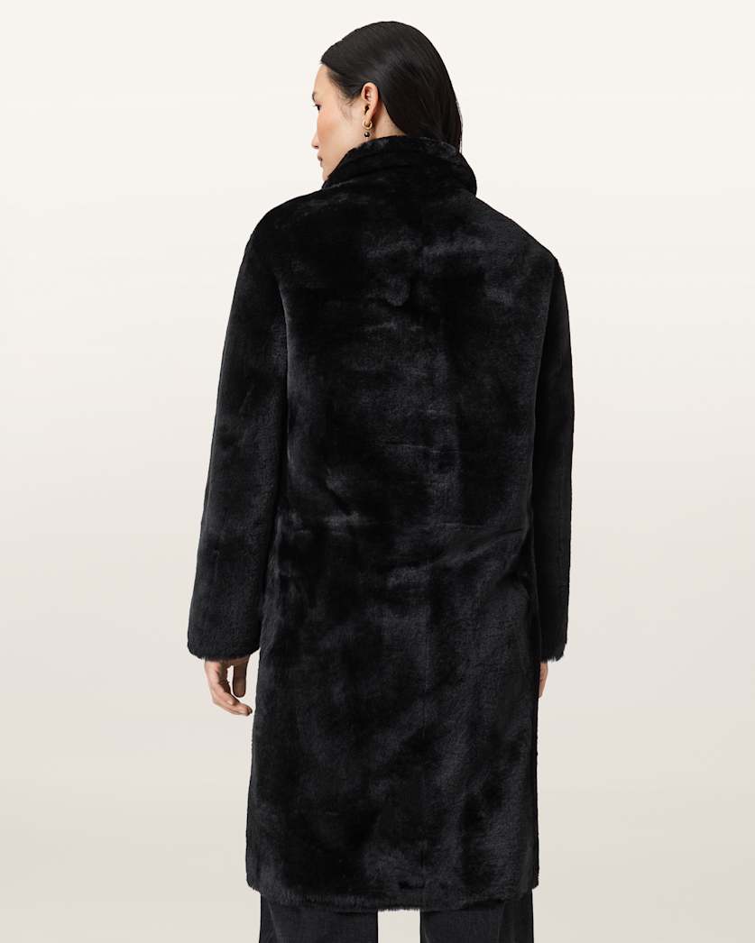 AllSaints Serra Reversible Shearling Coat Women's Conker Brown Women's