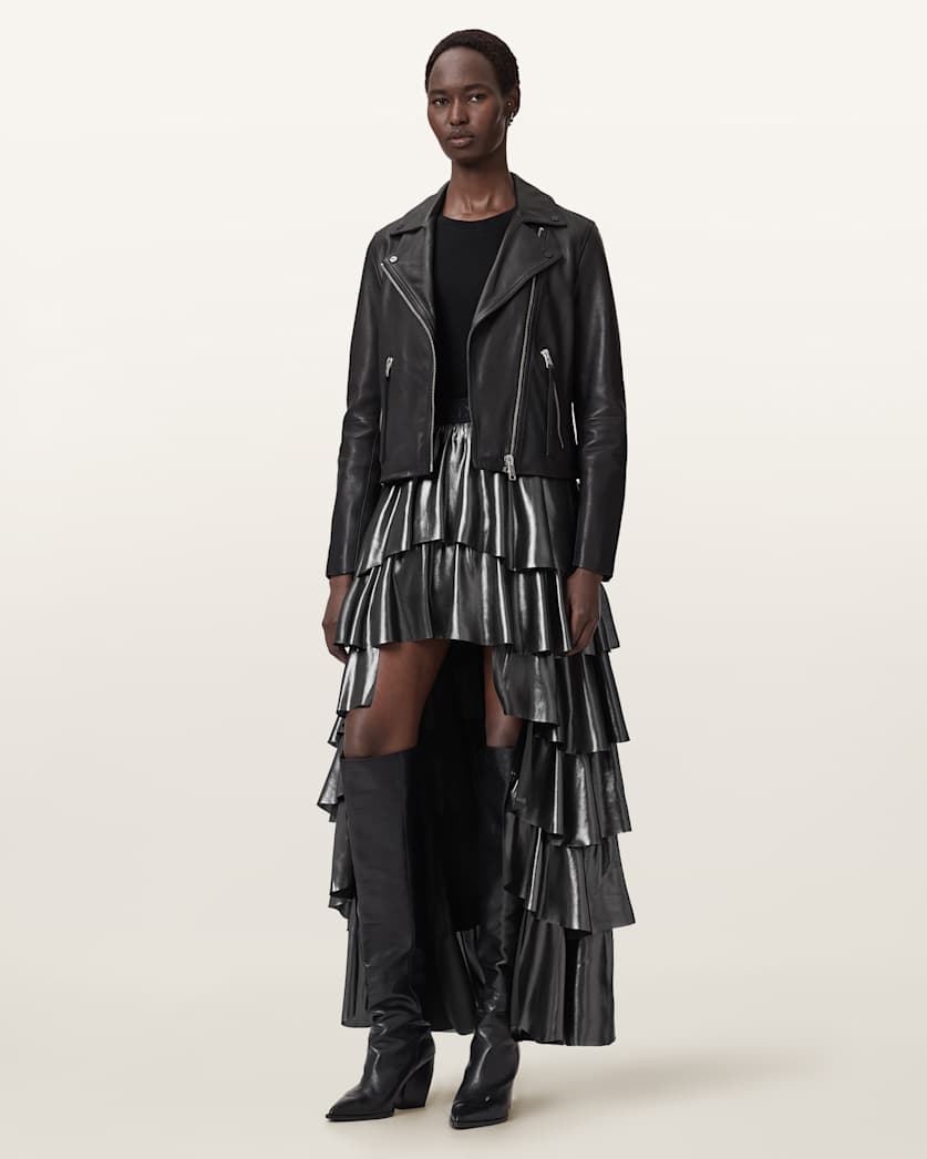 AllSaints Cavarly Metallic Maxi Skirt Women's Metallic Silver Women's