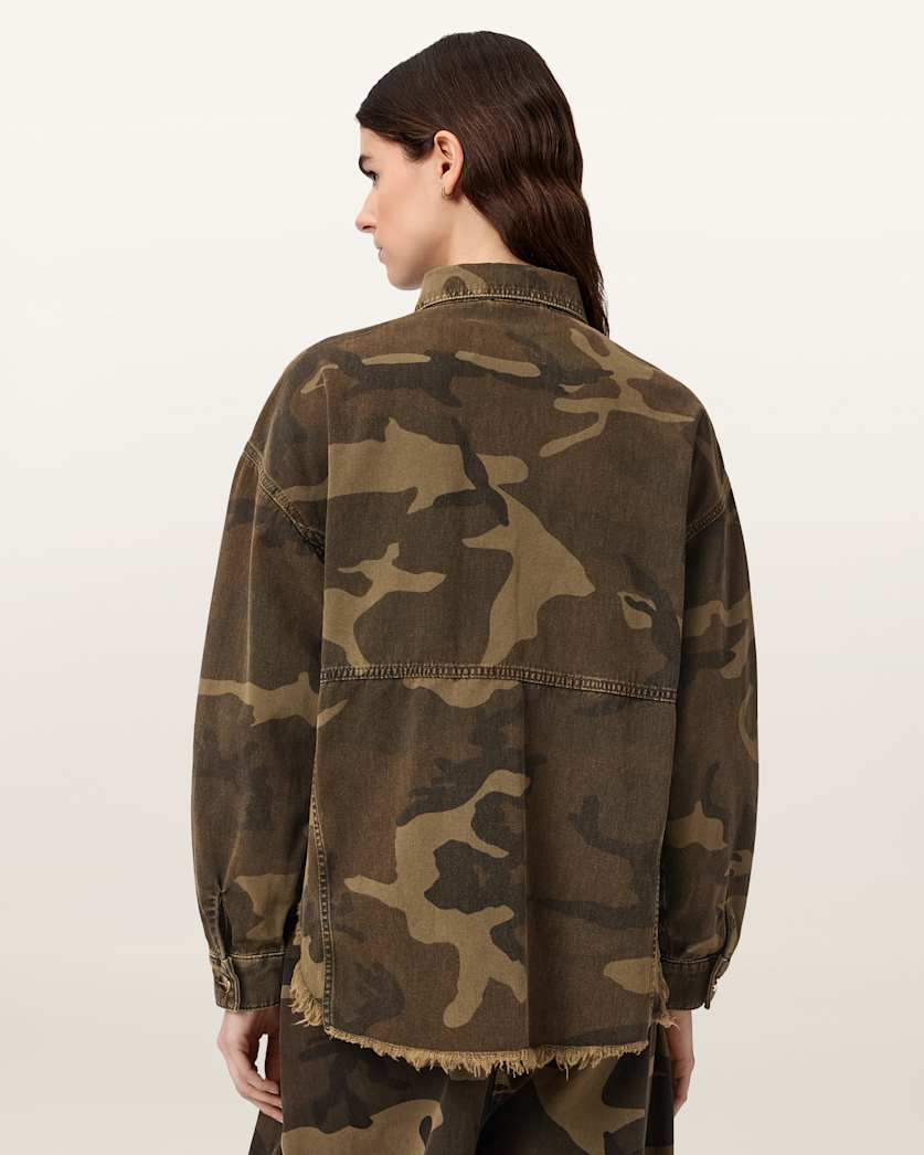 AllSaints Hettie Oversized Camo Shacket Women's Camo Green Women's