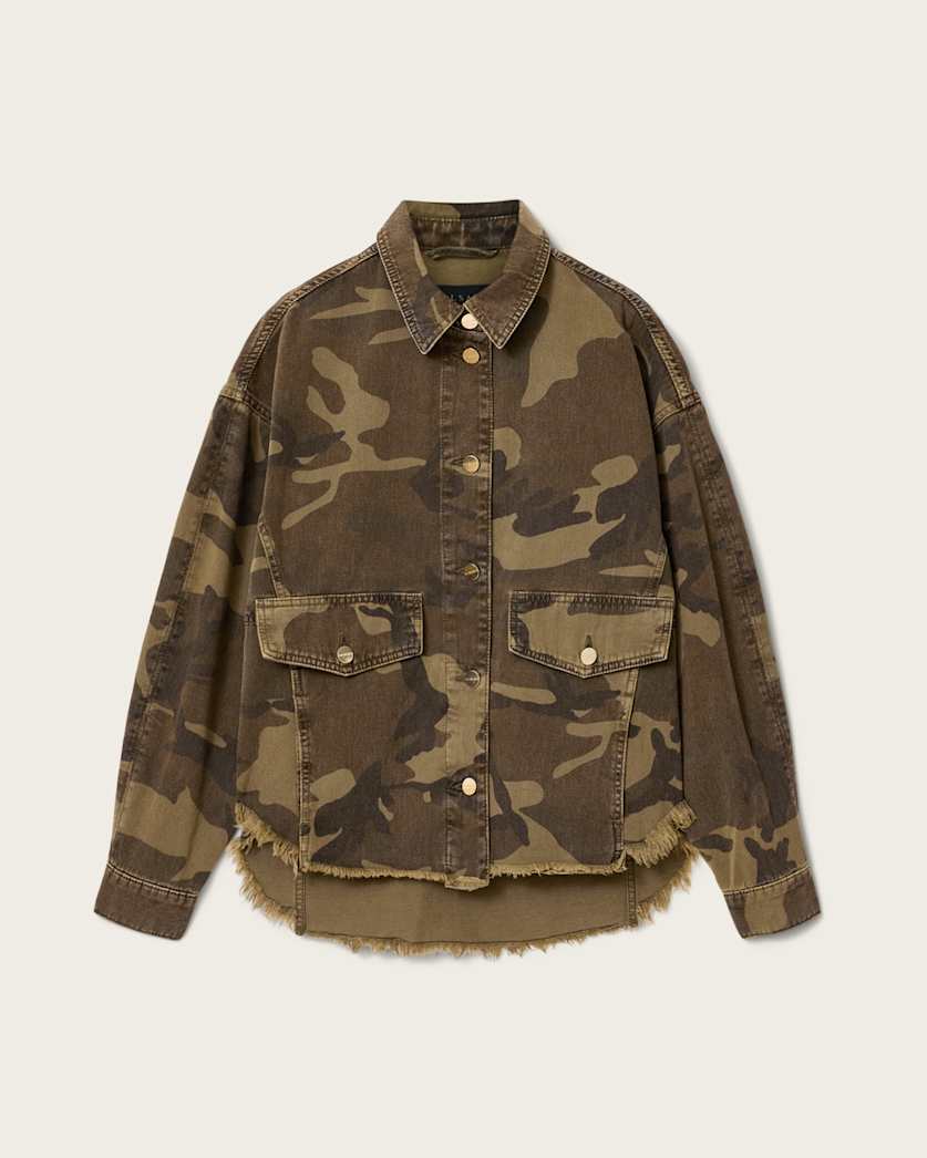 AllSaints Hettie Oversized Camo Shacket Women's Camo Green Women's