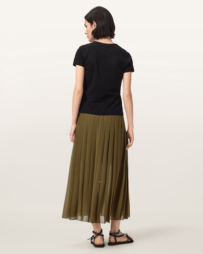 AllSaints Clover Wrap Maxi Skirt Women's Khaki Green Women's