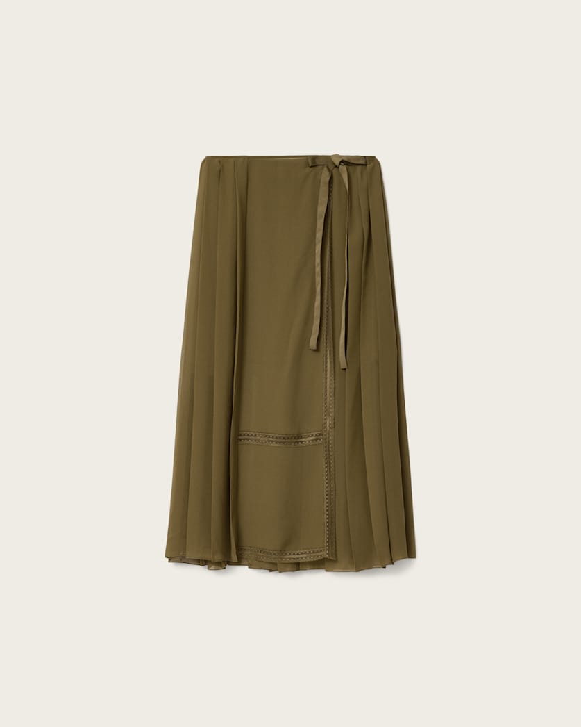 AllSaints Clover Wrap Maxi Skirt Women's Khaki Green Women's