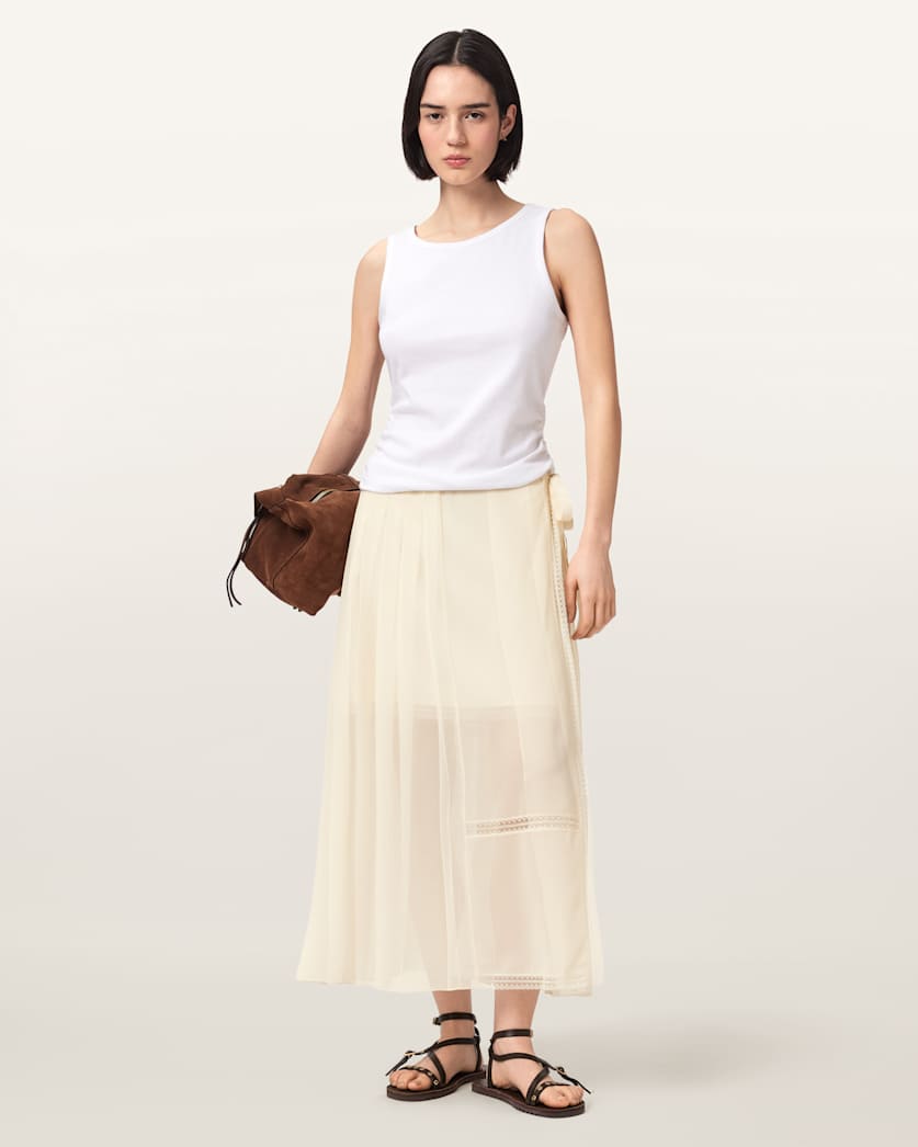 AllSaints Clover Wrap Maxi Skirt Women's Khaki Green Women's
