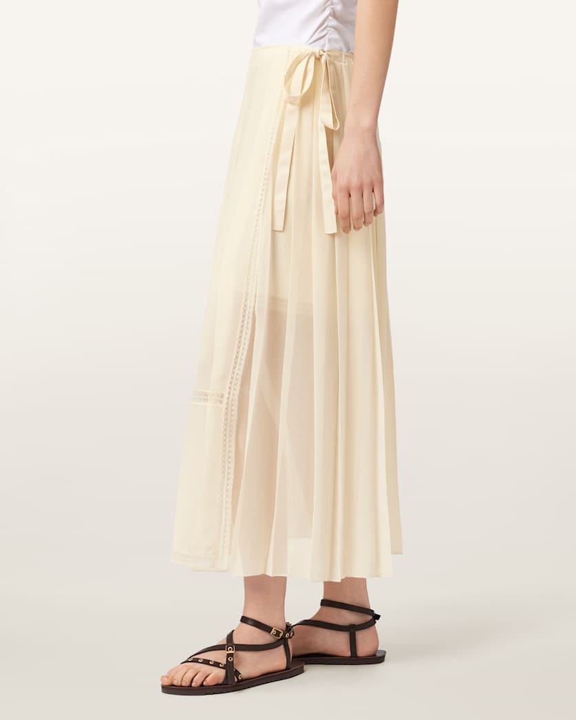 AllSaints Clover Wrap Maxi Skirt Women's Khaki Green Women's