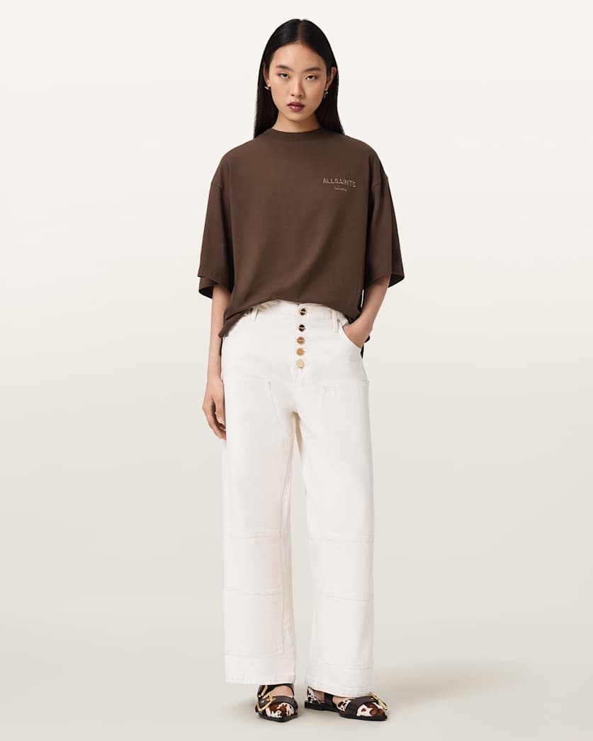 AllSaints Amelie Oversized Underground T Shirt Women's Bitter Brown Women's