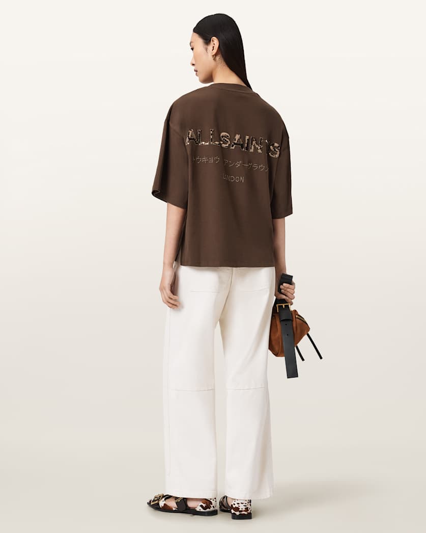 AllSaints Amelie Oversized Underground T Shirt Women's Bitter Brown Women's