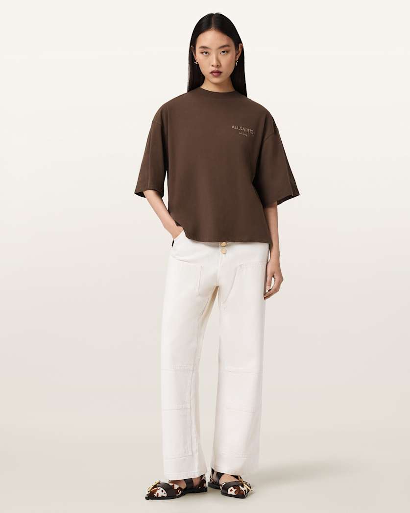 AllSaints Amelie Oversized Underground T Shirt Women's Bitter Brown Women's