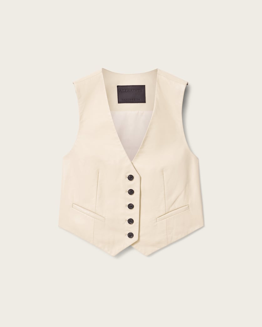 AllSaints Arla Sleeveless Leather Vest Women's Antique White Women's