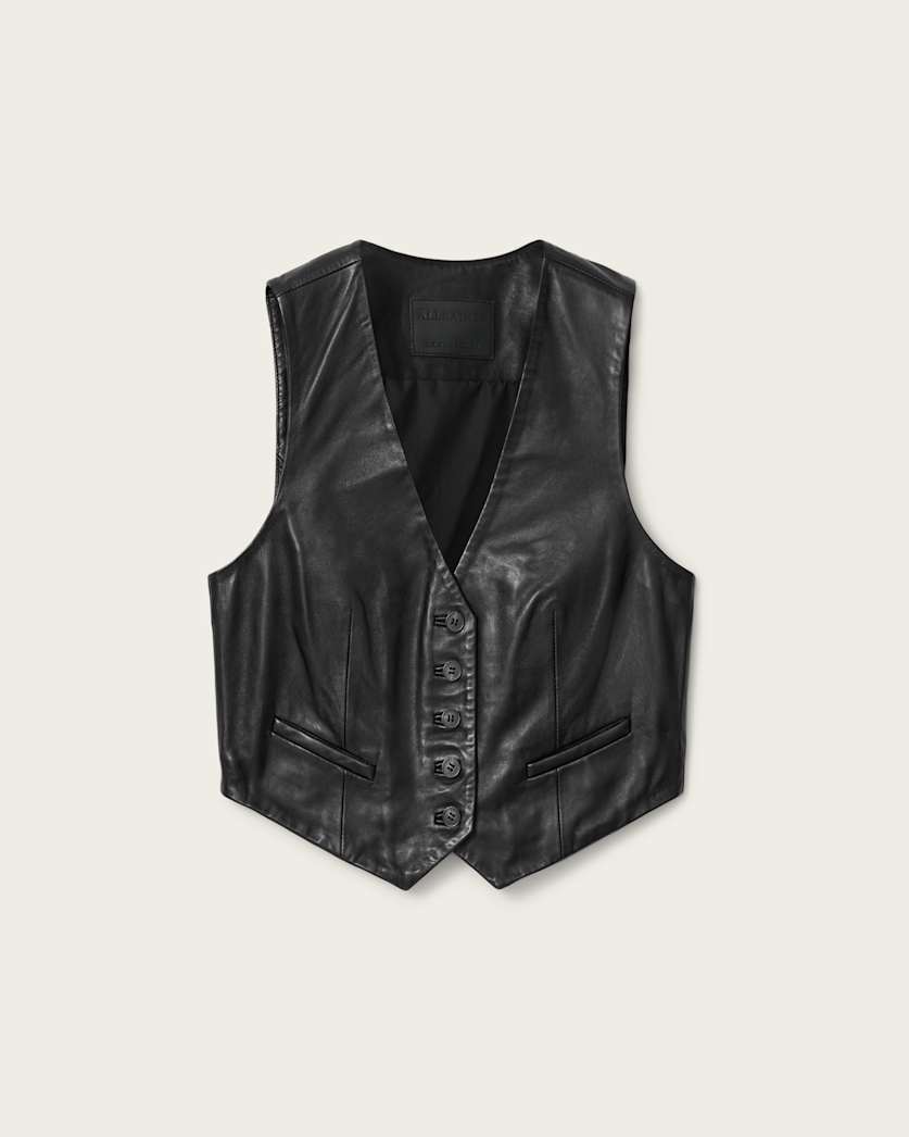 AllSaints Arla Sleeveless Leather Vest Women's Antique White Women's