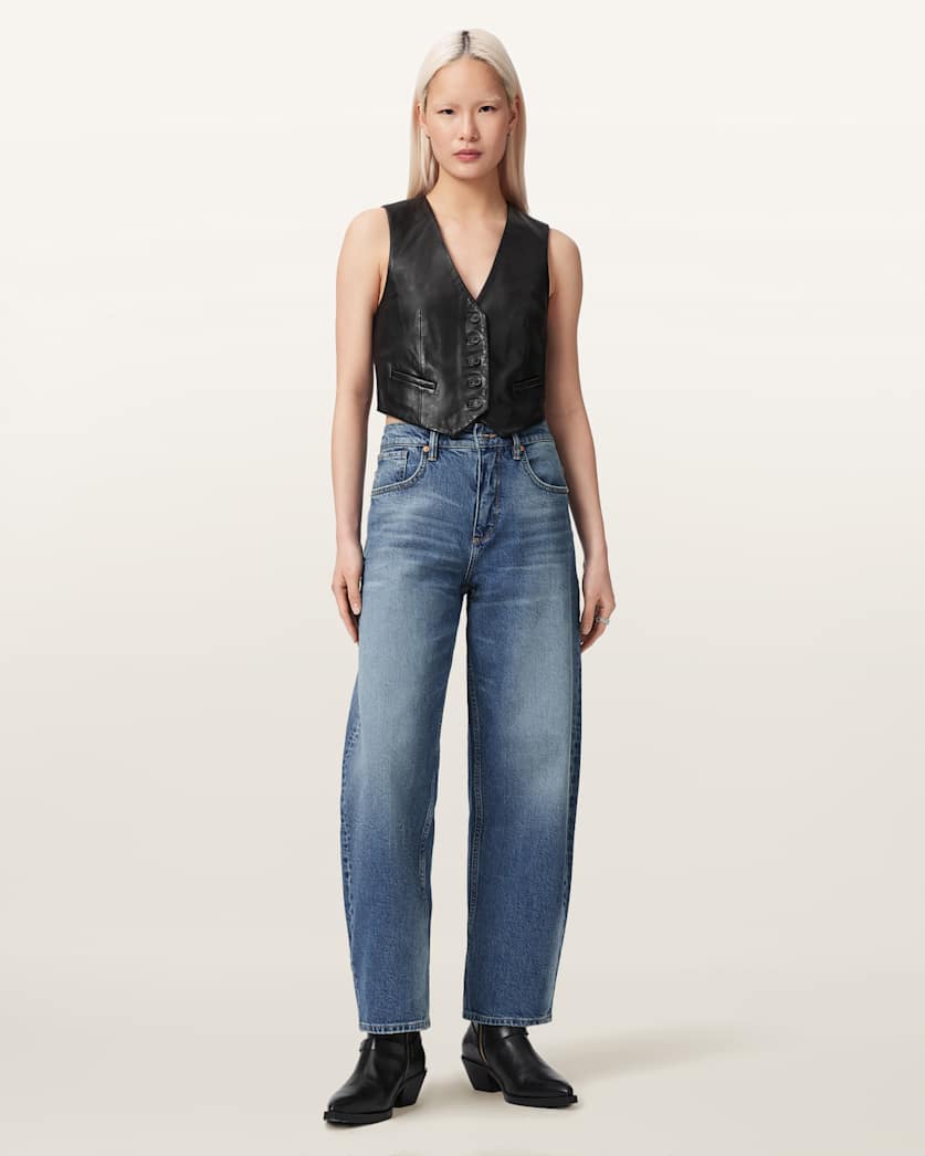 AllSaints Arla Sleeveless Leather Vest Women's Antique White Women's