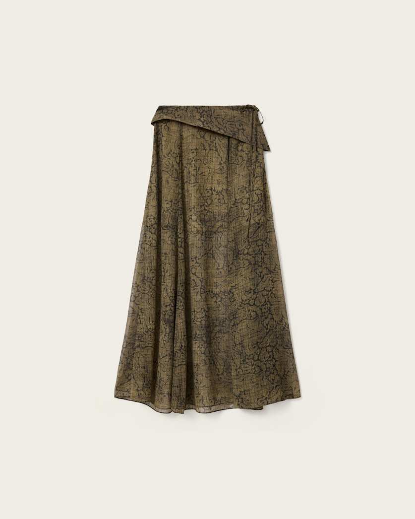 AllSaints Sali Mesh Maxi Skirt Women's Sirius Gold Black Women's