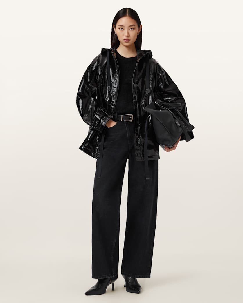 AllSaints Kelsie Shine Hooded Jacket Women's Black Women's