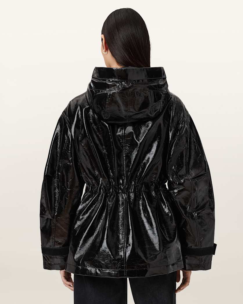 AllSaints Kelsie Shine Hooded Jacket Women's Black Women's