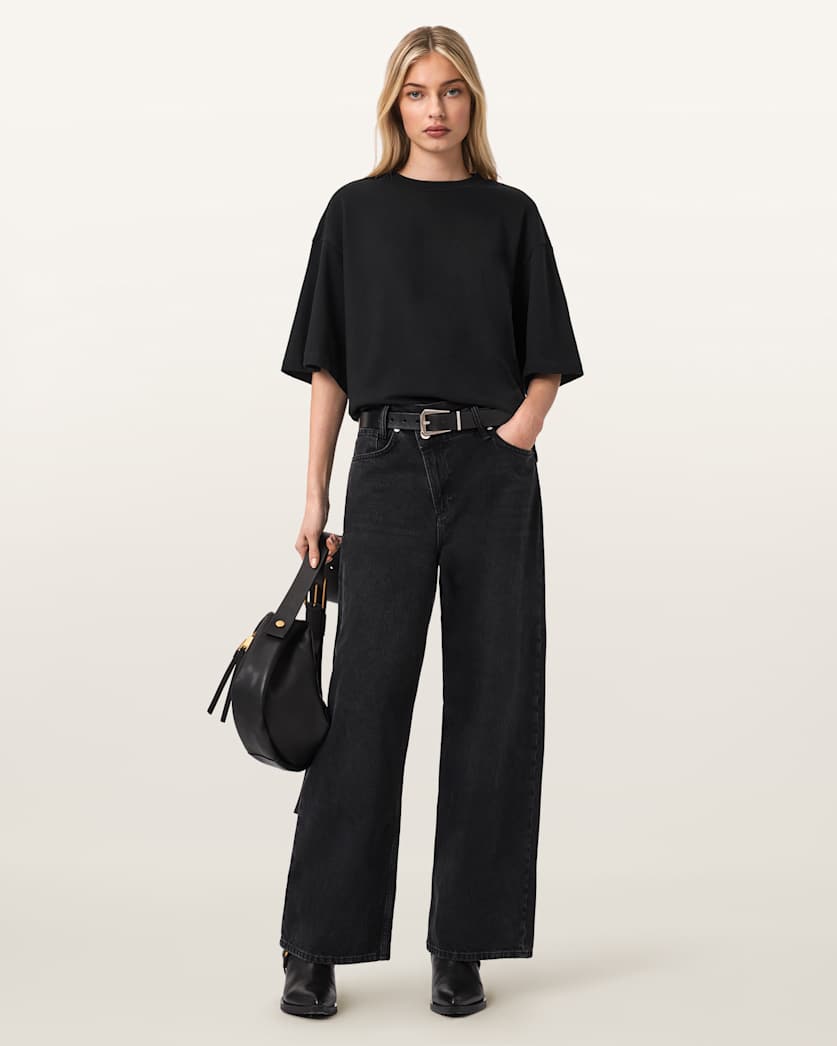 AllSaints Esme Amelie Oversized T Shirt Women's Black Women's