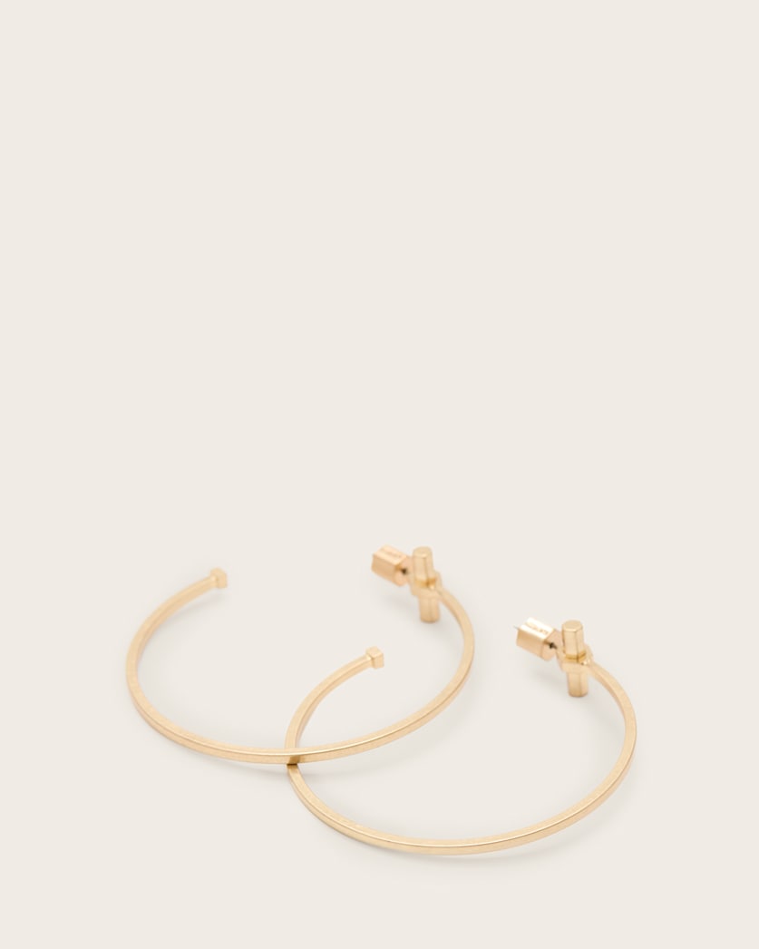AllSaints Toggle Large Hoop Earrings Women's Warm Brass Women's