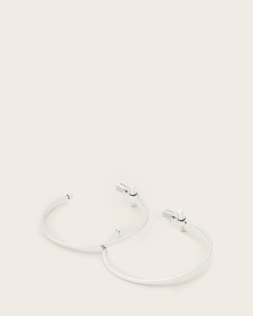 AllSaints Toggle Large Hoop Earrings Women's Warm Silver Women's