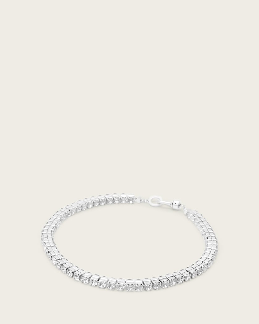 AllSaints Gia Crystal Chain Necklace Women's Warm Silver Women's