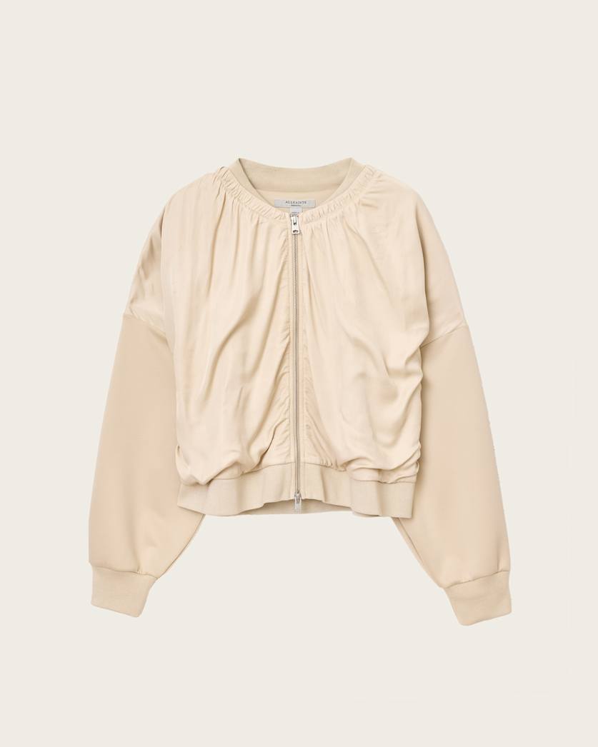 AllSaints Mirri Jersey Bomber Jacket Women's Tofu White Women's