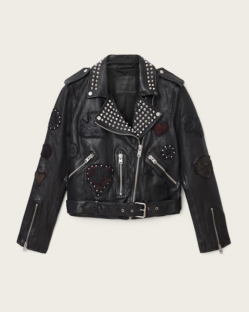 AllSaints College Leather Biker Jacket Women's Black Women's