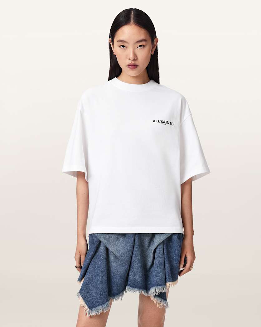 AllSaints Halis Oversized Amelie T Shirt Women's Sandy White Women's