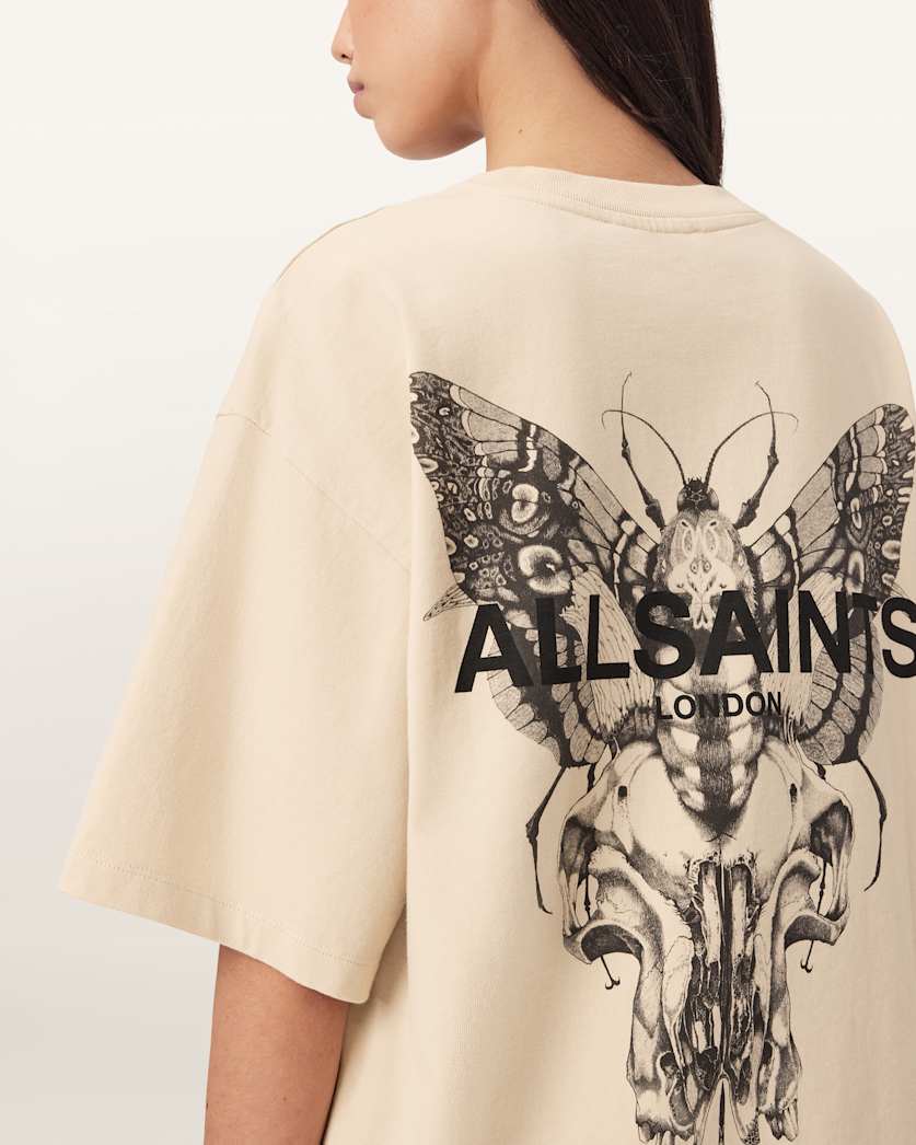 AllSaints Halis Oversized Amelie T Shirt Women's Sandy White Women's