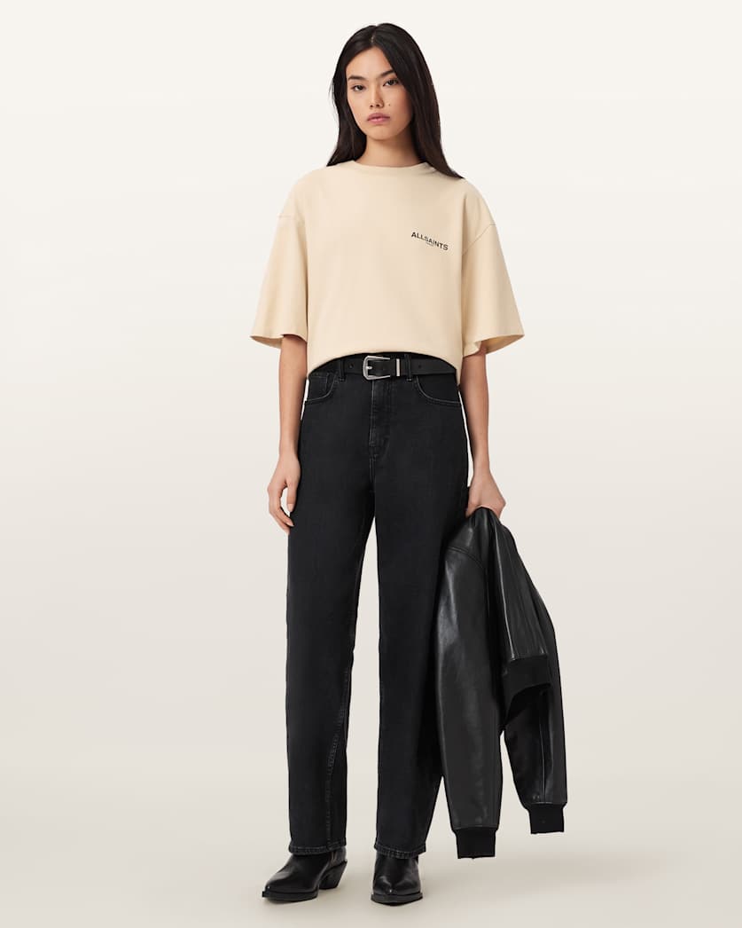 AllSaints Halis Oversized Amelie T Shirt Women's Sandy White Women's