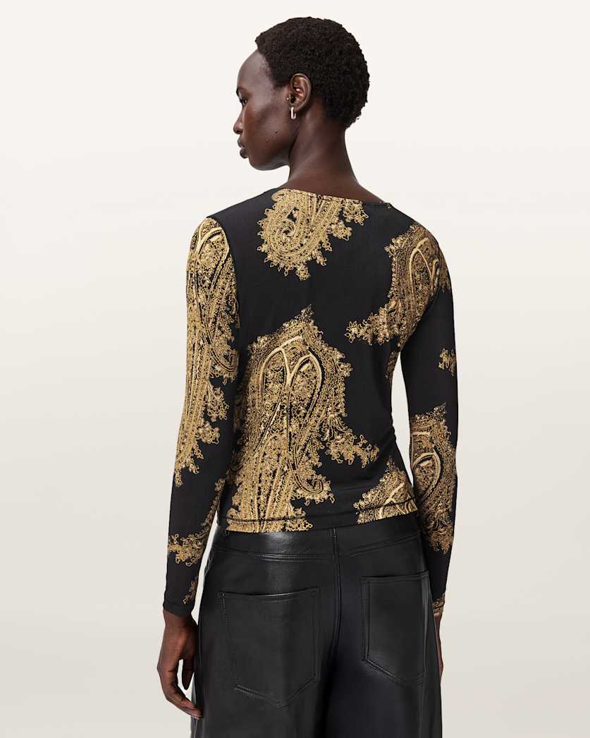 AllSaints Katlyn Bodycon Fit Top Women's Ella Black Women's