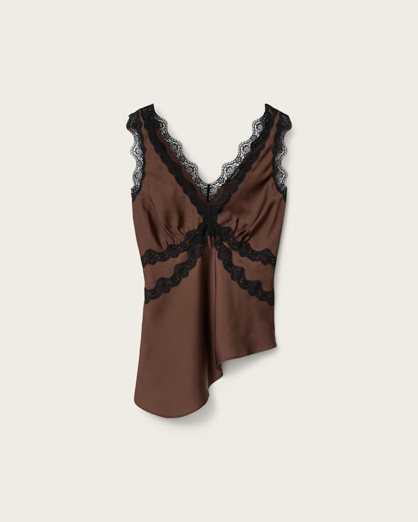 AllSaints Ilka Lace Trim Cami Top Women's Black Women's