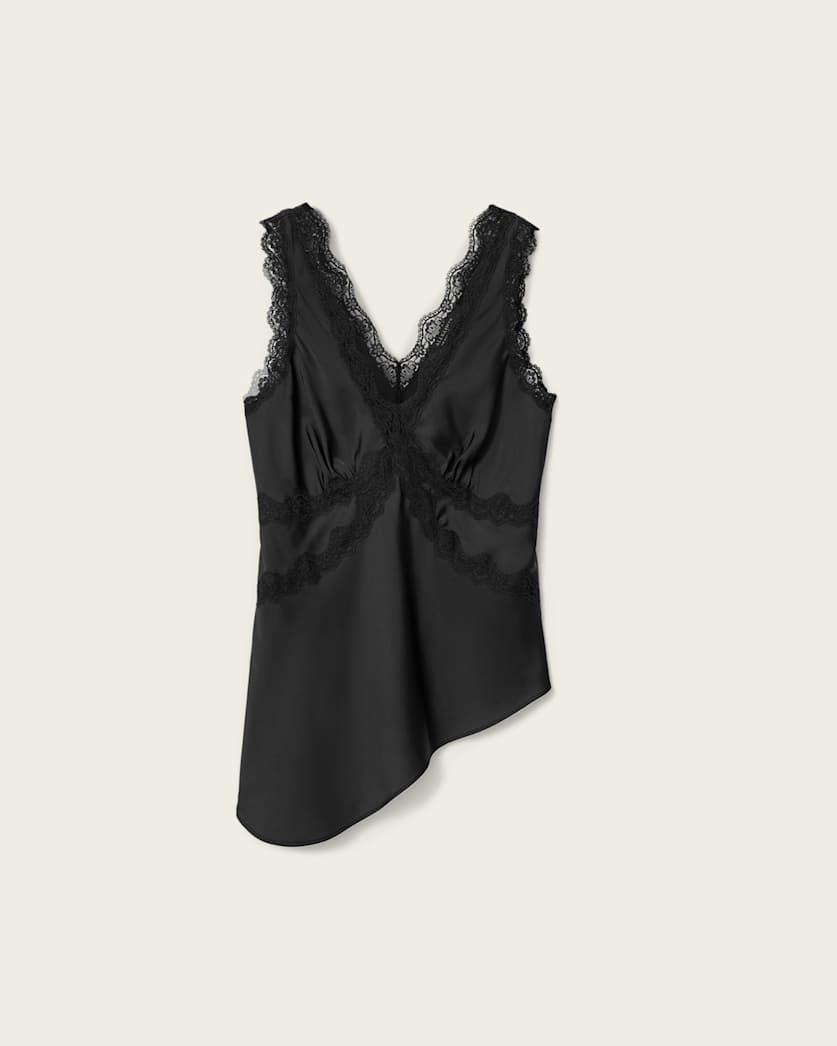 AllSaints Ilka Lace Trim Cami Top Women's Black Women's