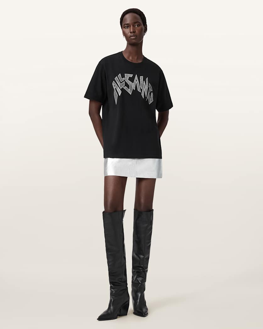 AllSaints Zinc Boyfriend T Shirt Women's Black Women's