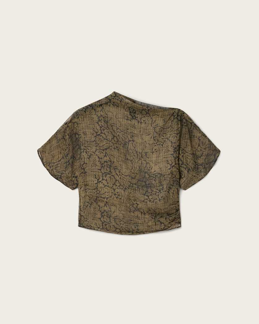 AllSaints Sali Cropped Mesh Top Women's Sirius Gold Black Women's