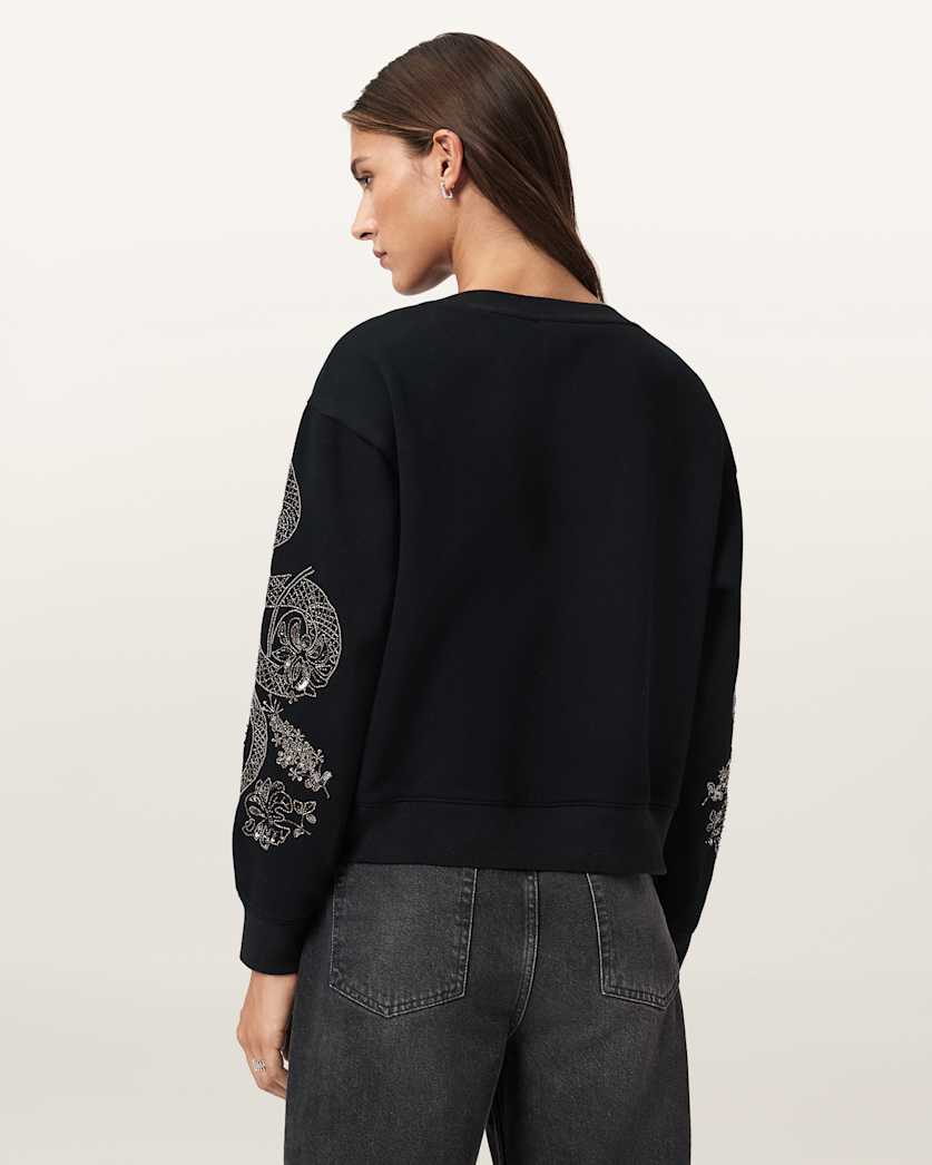 AllSaints Cecile Embellished Pippa Sweatshirt Women's Black Women's