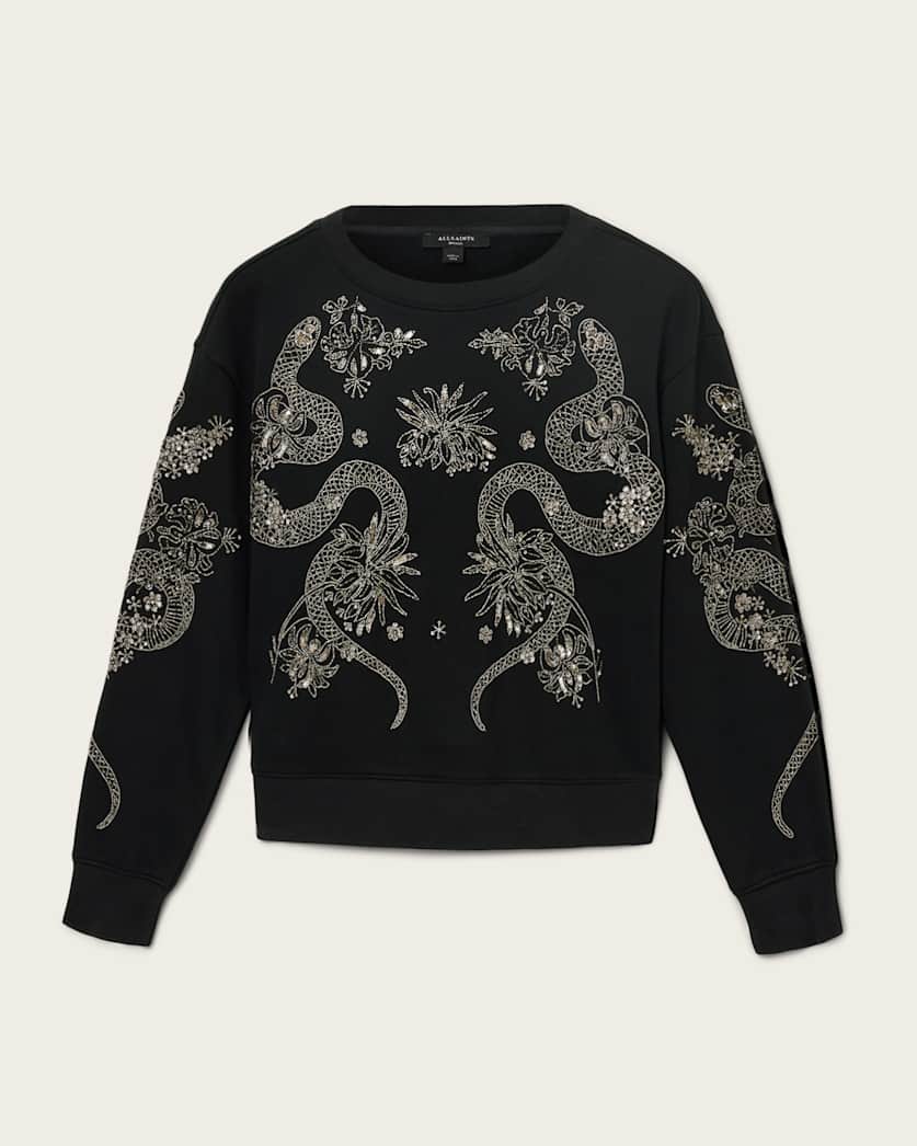 AllSaints Cecile Embellished Pippa Sweatshirt Women's Black Women's