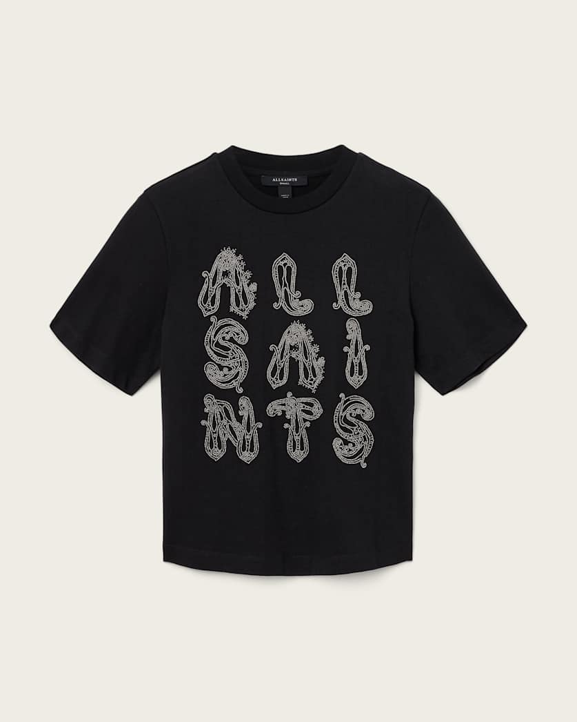 AllSaints Ella Lisa Embellished T Shirt Women's Black Women's