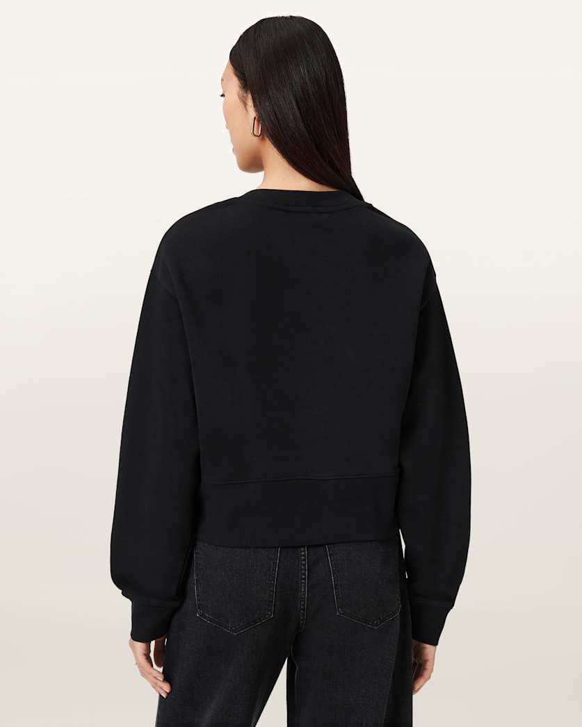 AllSaints Glide Separo Embellished Sweatshirt Women's Black/Gold Women's