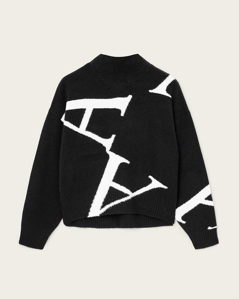 AllSaints A Star Wool Blend Sweater Women's Black/White Women's