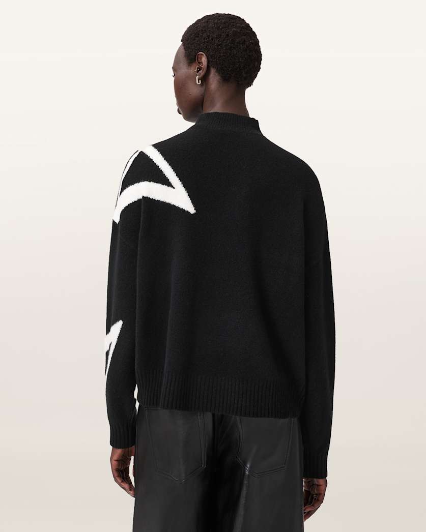 AllSaints A Star Wool Blend Sweater Women's Black/White Women's