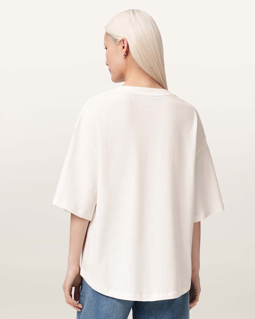 AllSaints Stacks Amelie Oversized Embellished T Shirt Women's Optic White Women's