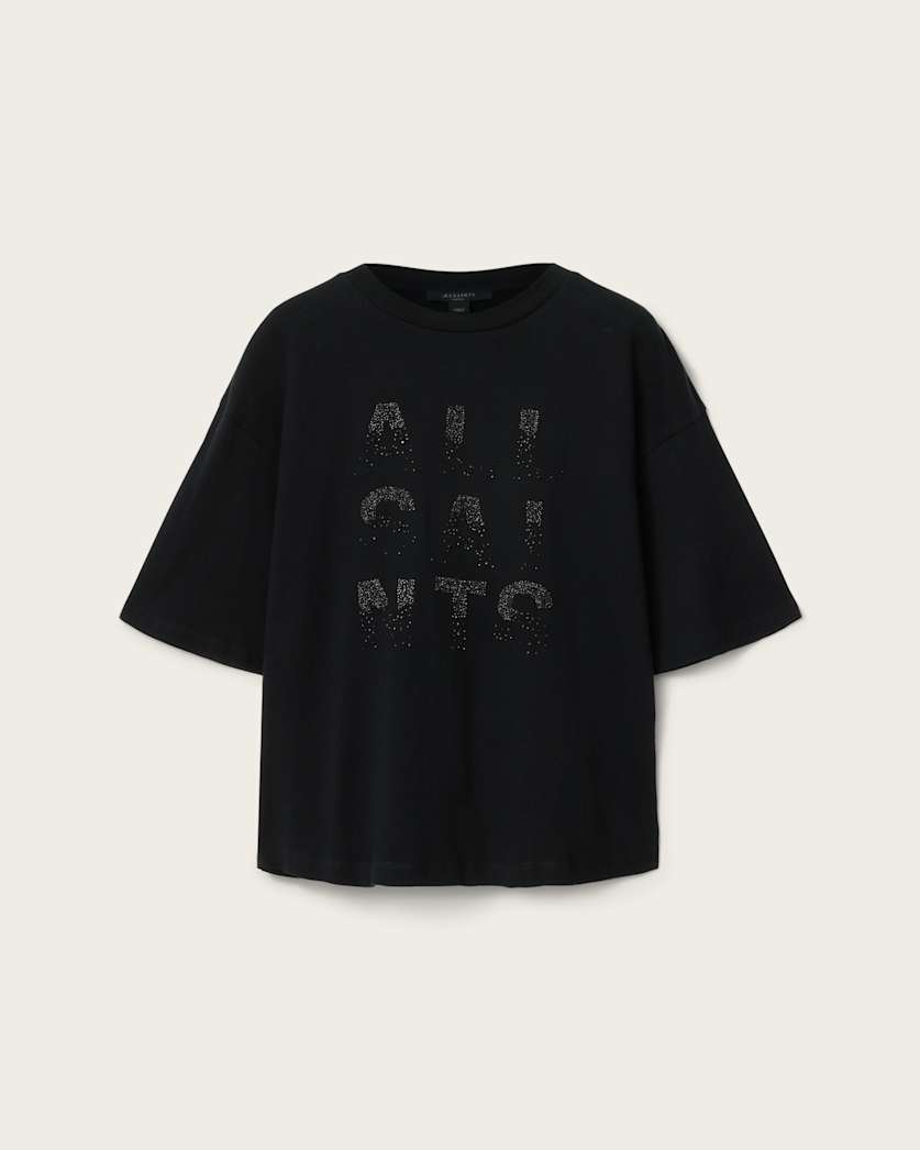 AllSaints Stacks Amelie Oversized Embellished T Shirt Women's Optic White Women's