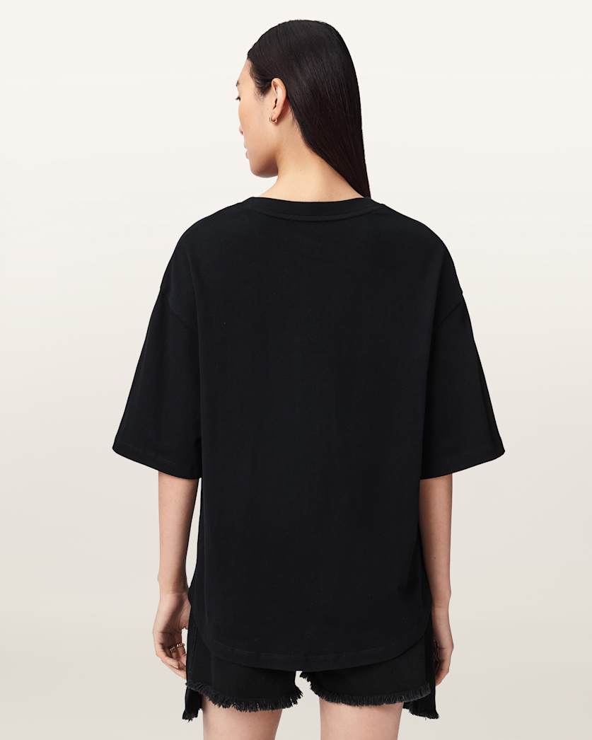 AllSaints Stacks Amelie Oversized Embellished T Shirt Women's Optic White Women's