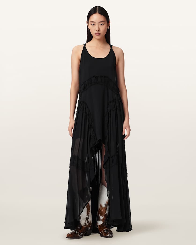 AllSaints Dorina Sleeveless Ruched Maxi Dress Women's Black Women's