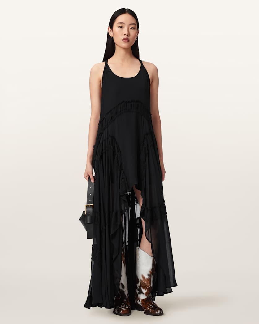 AllSaints Dorina Sleeveless Ruched Maxi Dress Women's Black Women's