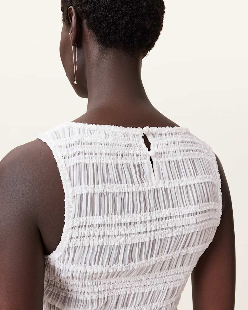 AllSaints Marion Shirred Sleeveless Top Women's Oyster White Women's