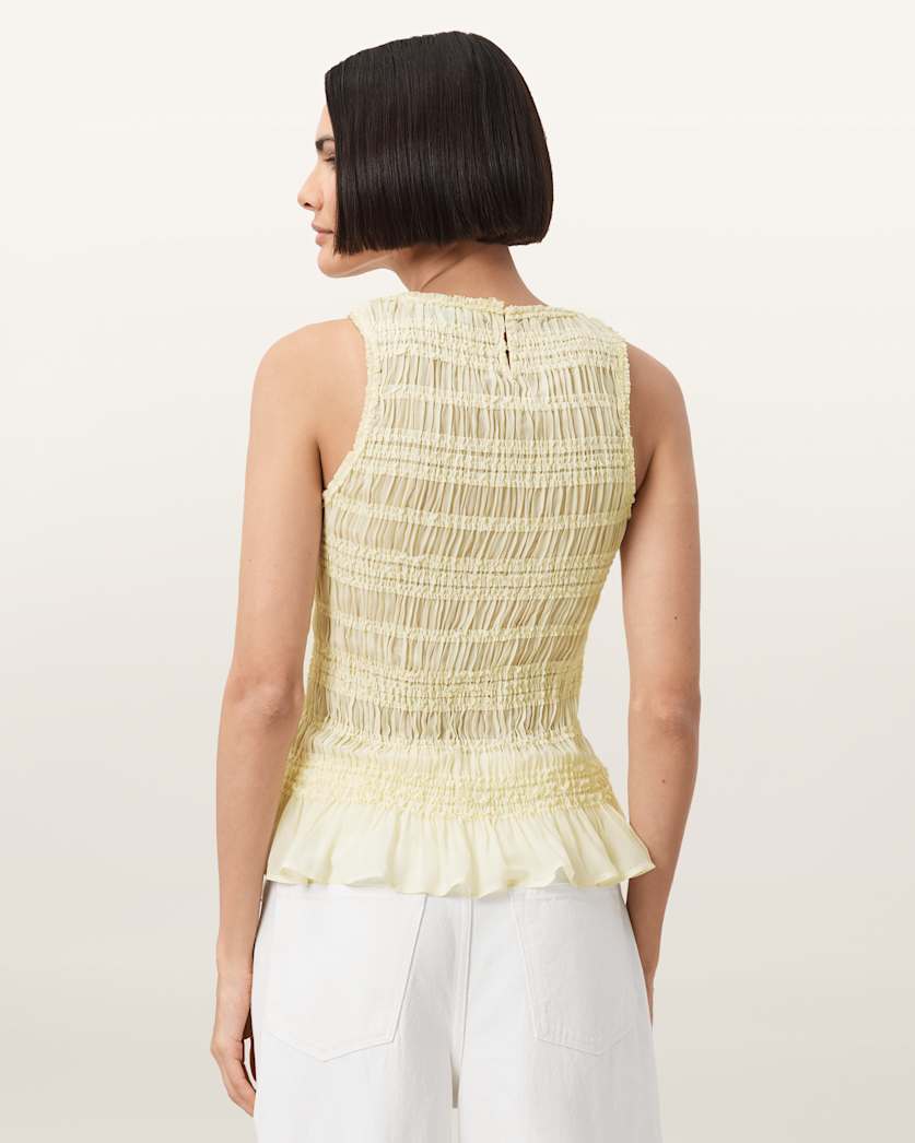 AllSaints Marion Shirred Sleeveless Top Women's Oyster White Women's