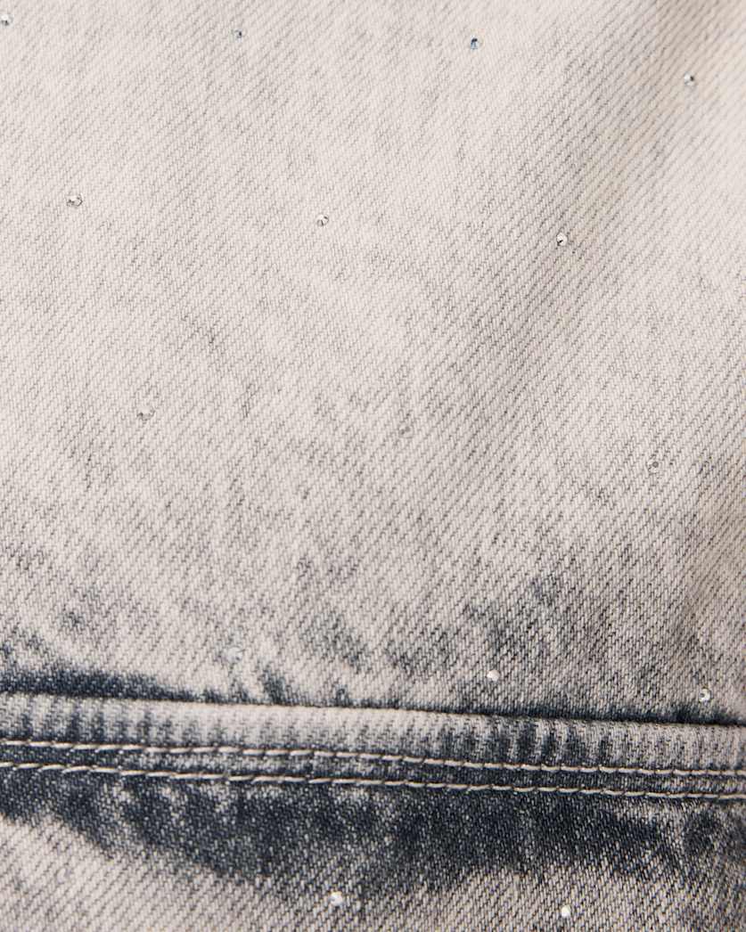 AllSaints Faye Sparkle Denim Mini Dress Women's Snow Grey Women's