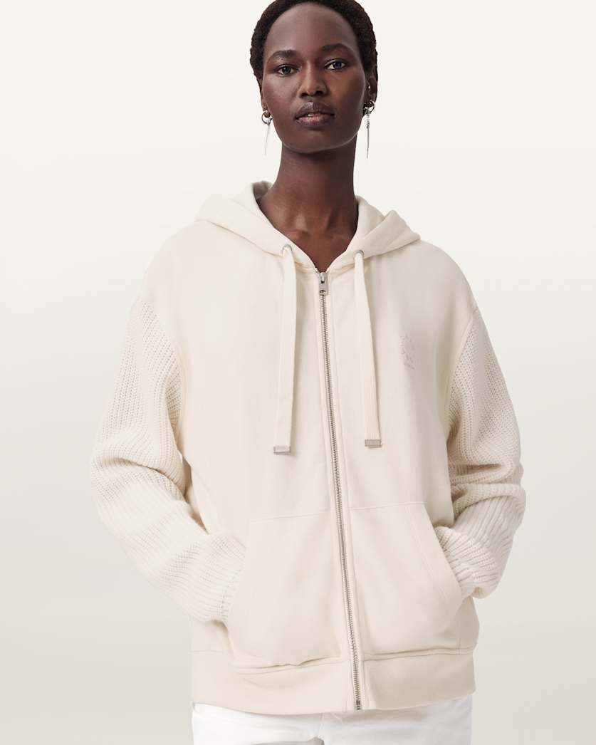 AllSaints Amphie Oversized Cotton Hoodie Women's Tofu White Women's