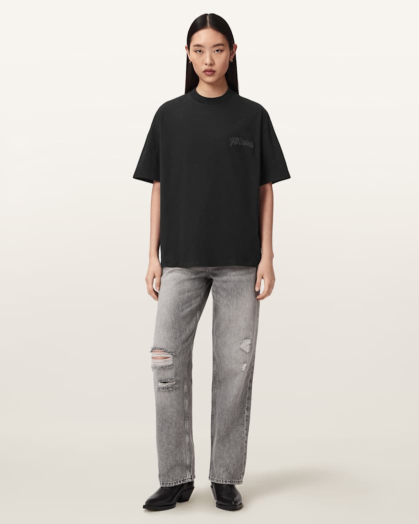 AllSaints Odyssey Etta Oversized T Shirt Women's Black Women's