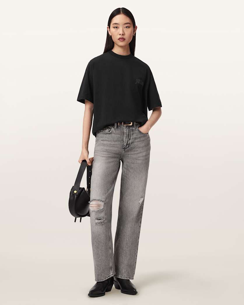 AllSaints Odyssey Etta Oversized T Shirt Women's Black Women's