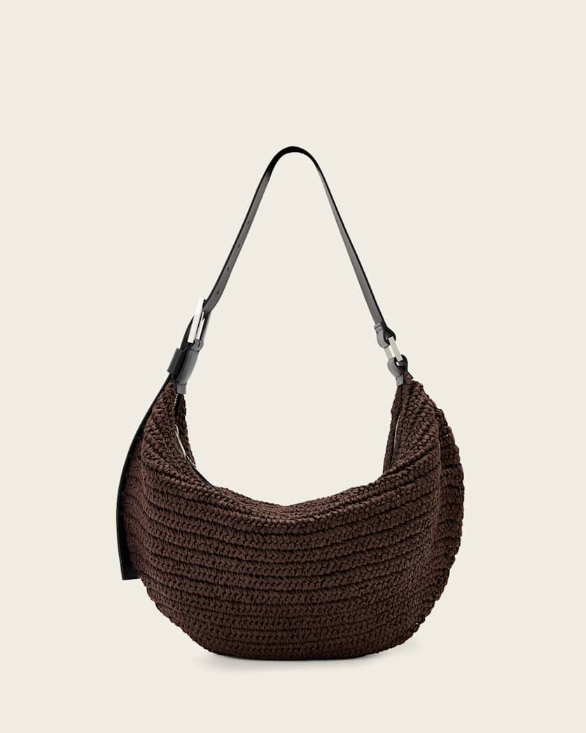 AllSaints Luna Woven Shoulder Bag Women's Cognac Brown Women's